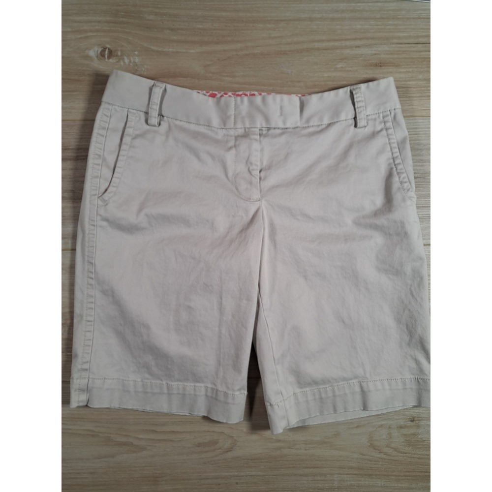 J.Crew‎ City Fit Khaki Tan Chino Shorts Womens Size 4 Stretch Cotton Blend